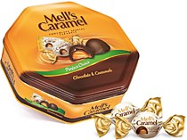 2040 Шоколадные конфеты Mell's CARAMEL из молочного шоколада с карамельной начинкой,ж/б, нетто 500 г
